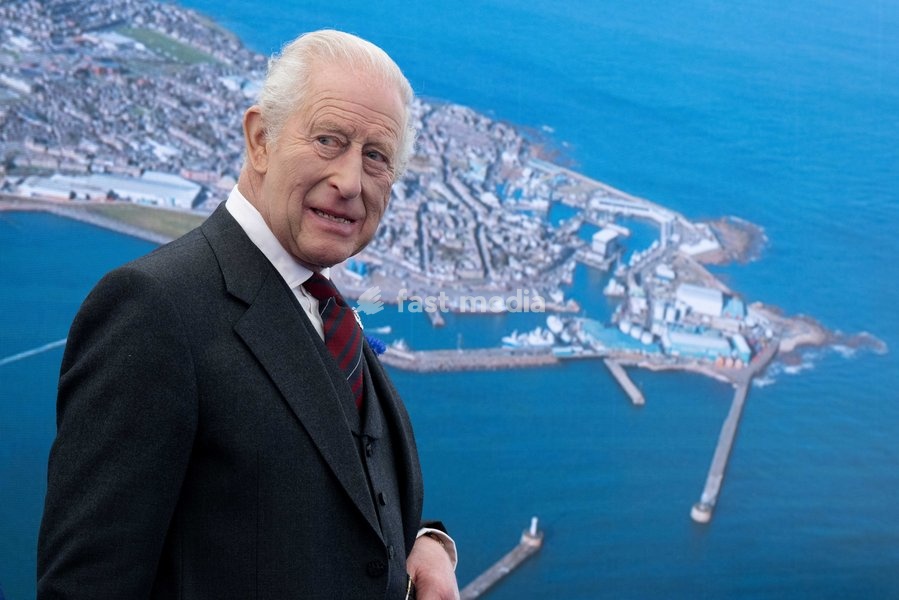 King Charles III during a visit to Peterhead Port, Aberdeenshire, to meet organisations involved in the area's local energy ecosystem, which is helping to drive the UK's transition to clean and renewable energy. Picture date: Tuesday September 22, 2026