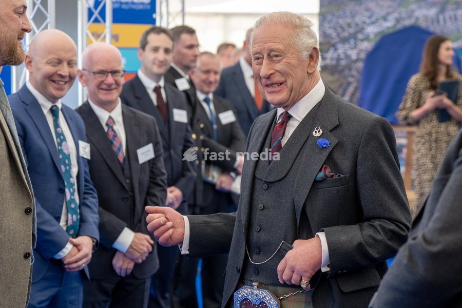 King Charles III during a visit to Peterhead Port, Aberdeenshire, to meet organisations involved in the area's local energy ecosystem, which is helping to drive the UK's transition to clean and renewable energy. Picture date: Tuesday September 22, 2026