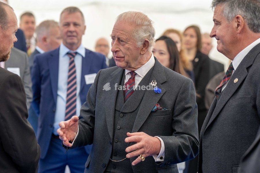 King Charles III during a visit to Peterhead Port, Aberdeenshire, to meet organisations involved in the area's local energy ecosystem, which is helping to drive the UK's transition to clean and renewable energy. Picture date: Tuesday September 22, 2026
