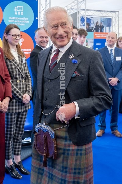 King Charles III during a visit to Peterhead Port, Aberdeenshire, to meet organisations involved in the area's local energy ecosystem, which is helping to drive the UK's transition to clean and renewable energy. Picture date: Tuesday September 22, 2026