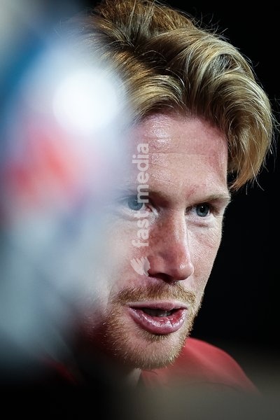 Belgium's Kevin De Bruyne pictured during a press conference of the Red Devils, the Belgian national soccer team, at the national training center in Tubize, Tuesday 22 September 2026. The team is preparing for fixtures in the UEFA Nations League competition