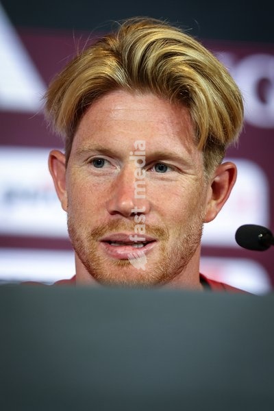 Belgium's Kevin De Bruyne pictured during a press conference of the Red Devils, the Belgian national soccer team, at the national training center in Tubize, Tuesday 22 September 2026. The team is preparing for fixtures in the UEFA Nations League competition