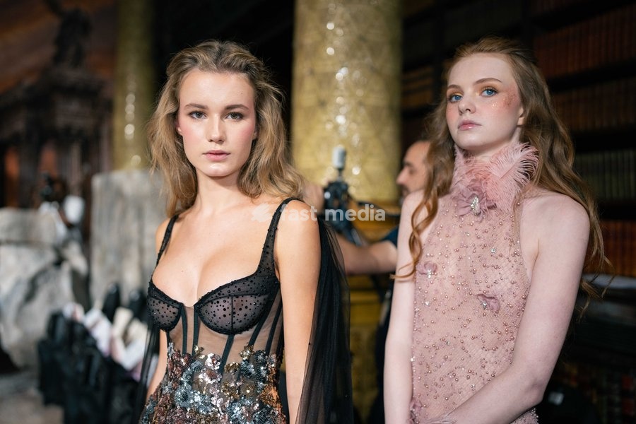A model seen backstage at the Aadnevik Catwalk Show 2026 on September 20, 2026 in London, England