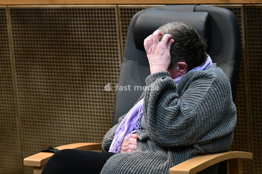 The accused is pictured during the jury selection session for the assize trial of C. Huyghe (64) of Puurs-Sint-Amands, who is accused of matricide, at the Antwerp Assize Court, on Tuesday 22 September 2026. Nearly six years ago, she administered medication to her 81-year-old mother, who had…