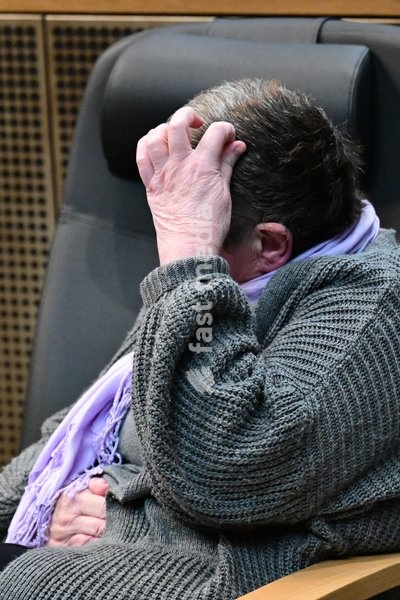 The accused is pictured during the jury selection session for the assize trial of C. Huyghe (64) of Puurs-Sint-Amands, who is accused of matricide, at the Antwerp Assize Court, on Tuesday 22 September 2026. Nearly six years ago, she administered medication to her 81-year-old mother, who had…