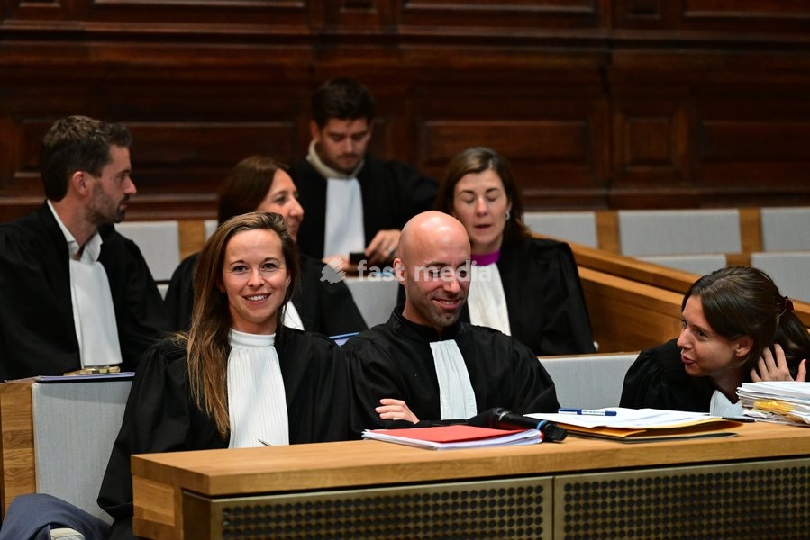 Lawyers of the civil parties pictured ahead of the jury selection session for the assize trial of C. Huyghe (64) of Puurs-Sint-Amands, who is accused of matricide, at the Antwerp Assize Court, on Tuesday 22 September 2026. Nearly six years ago, she administered medication to her 81-year-old mother,…