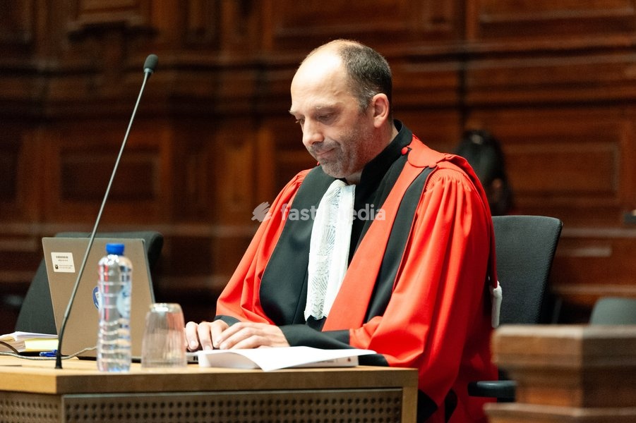 Prosecutor General Maarten Sobrie pictured during the jury selection session for the assize trial of C. Huyghe (64) of Puurs-Sint-Amands, who is accused of matricide, at the Antwerp Assize Court, on Sunday 21 September 2025. Nearly six years ago, she administered medication to her 81-year-old…