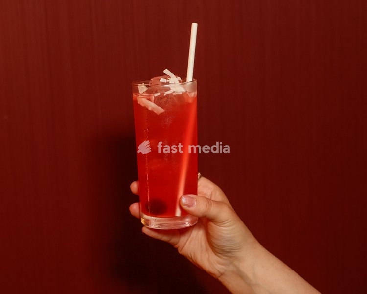 Cherry Blossom Collins with Beefeater gin, orange blossom tea, coconut, cherry soda, honey and citrus at the Drag Bottoms Up Brunch at Clays Bar