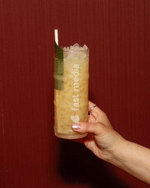 Sun-Trap Colad with Havana spiced rum, limoncello, coconut, pineapple and citrus at the Drag Bottoms Up Brunch at Clays Bar