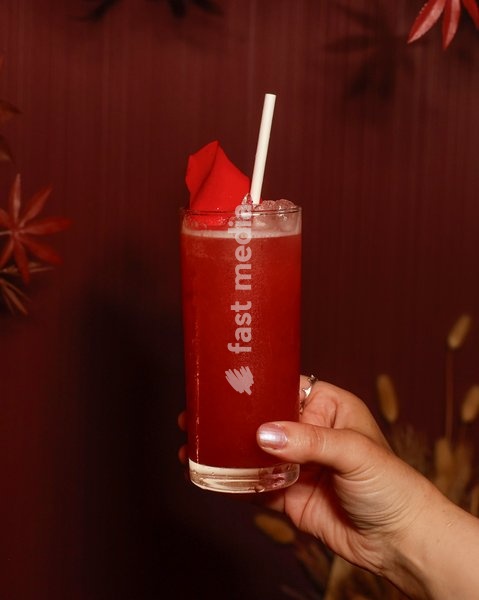 Ruby with Absolut citron vodka, rose, raspberry, plum, citrus, Fever Tree raspberry and orange blossom soda at the Drag Bottoms Up Brunch at Clays Bar
