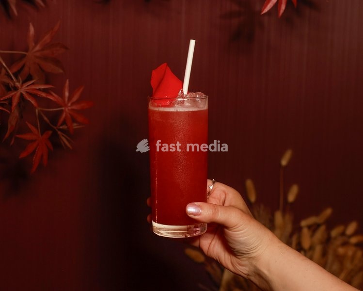Ruby with Absolut citron vodka, rose, raspberry, plum, citrus, Fever Tree raspberry and orange blossom soda at the Drag Bottoms Up Brunch at Clays Bar