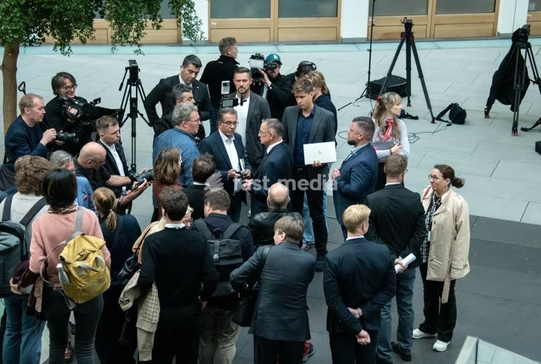 Tino Chrupalla, politician, AfD, Germany; the AfD’s federal spokesperson at the press conference held at the Federal Press Conference Centre the day after the state elections in Mecklenburg-Western Pomerania and the House of Representatives elections in Berlin. Berlin, 21 September 2026