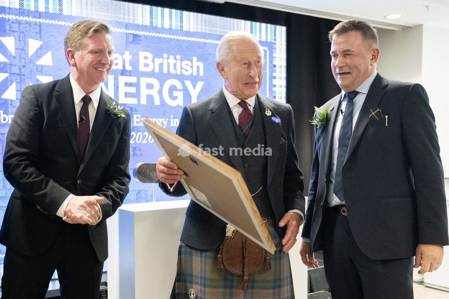 King Charles III is presented with a poem during a visit to the new Great British Energy headquarters in Aberdeen to meet with representatives working across North East Scotland supporting the United Kingdom’s energy transition. Picture date: Tuesday September 22, 2026