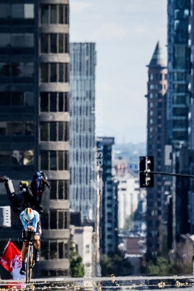 Belgian Vic De Smet is pictured in action during the men's Junior individual time trial race (20,03 km) at the cycling UCI Road World Championship, in Montreal, Canada, Tuesday 22 September 2026