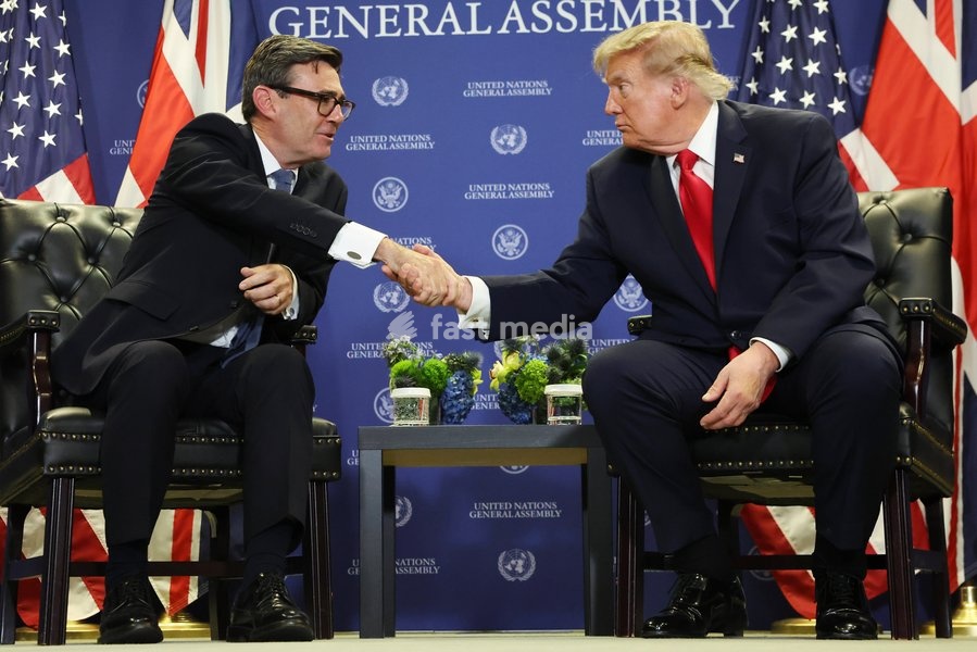 22/09/2026. New York, United States. Prime Minister Andy Burnham bilateral meeting with Donald Trump, US President during the United Nations General Assembly at the United Nations Headquarters in New York