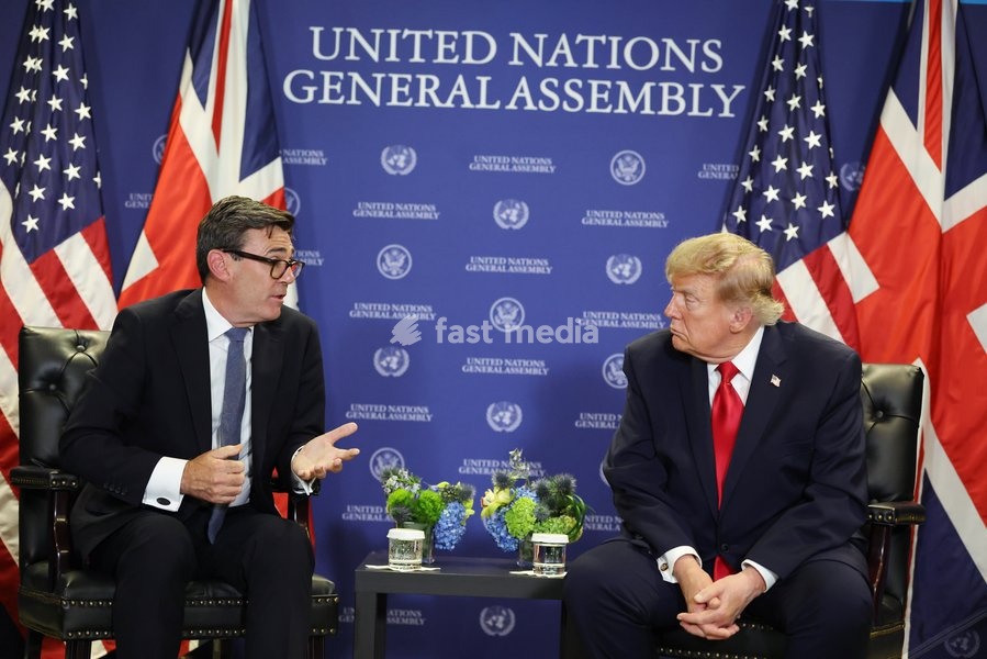 22/09/2026. New York, United States. Prime Minister Andy Burnham bilateral meeting with Donald Trump, US President during the United Nations General Assembly at the United Nations Headquarters in New York