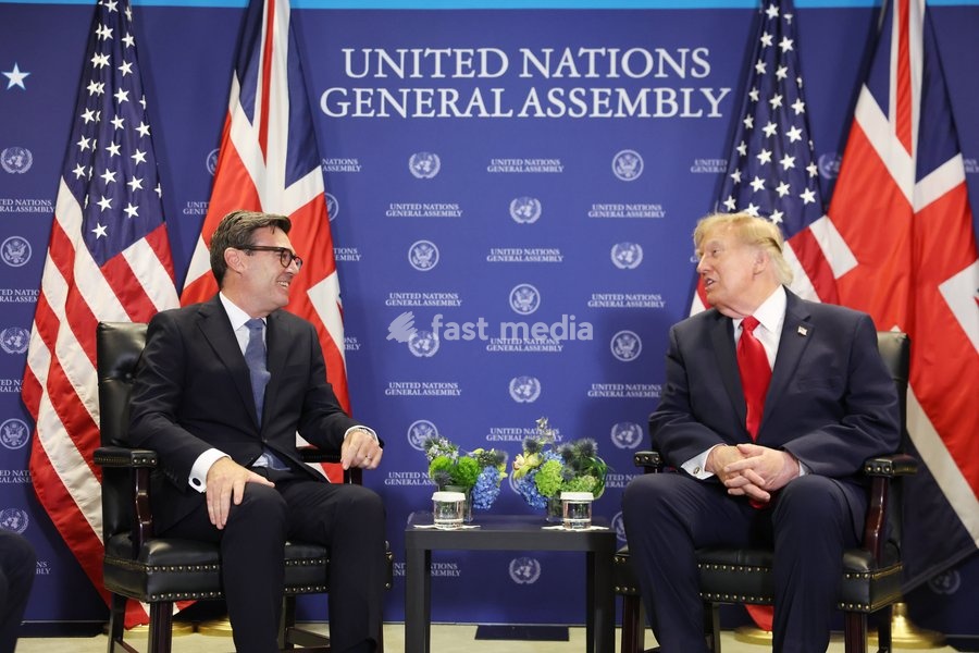 22/09/2026. New York, United States. Prime Minister Andy Burnham bilateral meeting with Donald Trump, US President during the United Nations General Assembly at the United Nations Headquarters in New York