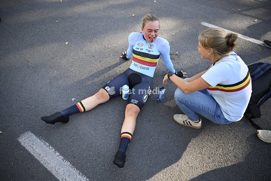Belgian Yana Decruyenaere pictured after the women's Junior individual time trial race (10,07 km) at the cycling UCI Road World Championship, in Montreal, Canada, Tuesday 22 September 2026