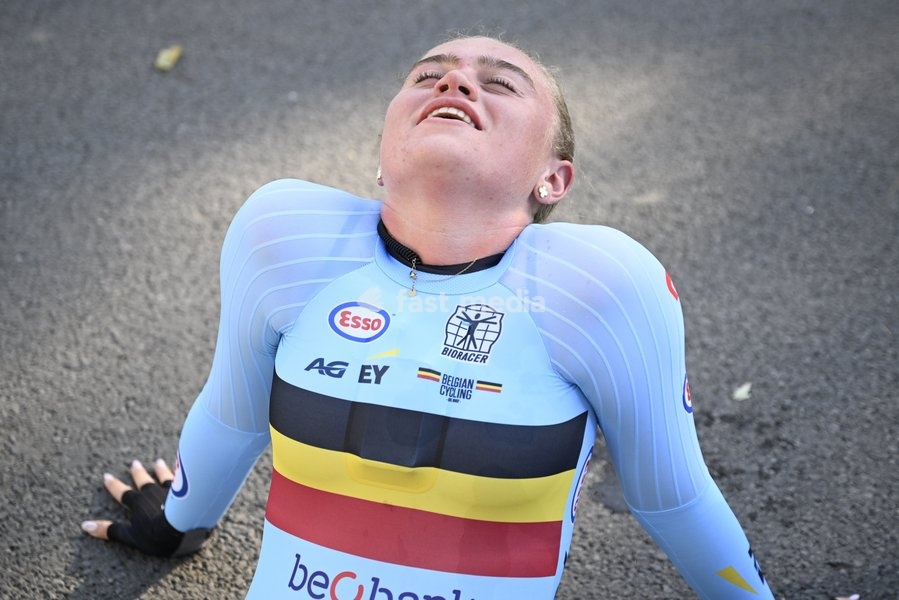 Belgian Yana Decruyenaere pictured after the women's Junior individual time trial race (10,07 km) at the cycling UCI Road World Championship, in Montreal, Canada, Tuesday 22 September 2026