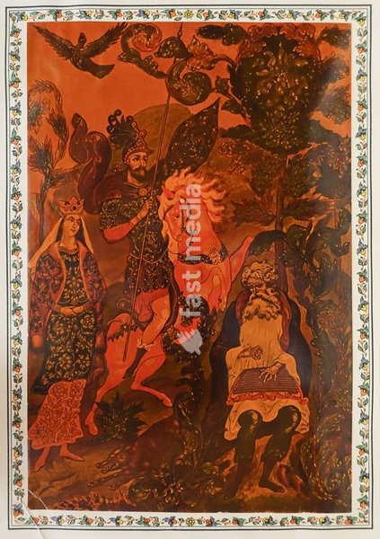The Tale of Igor's Campaign, by Igor, son of Svyatoslav, grandson of Olgov. Old Russian text. Illustrated by Palekh master Ivan Ivanovich Golikov (1886-1937). 1934. Private collection