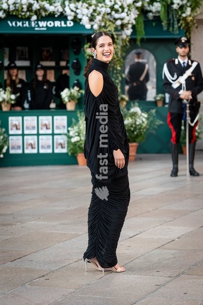 Greta Ferro arrives at Vogue world show during the Milan Fashion Week - Womenswear Spring/Summer 2027 in Milan, Italy, on 22 September 2026