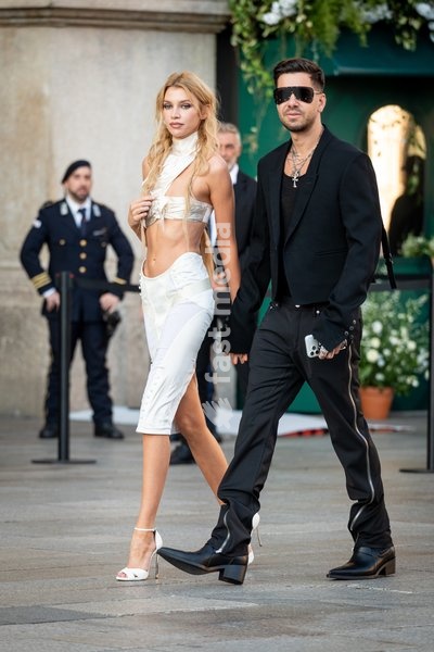 Stella Maxwell and Matteo Milleri arrive at Vogue world show during the Milan Fashion Week - Womenswear Spring/Summer 2027 in Milan, Italy, on 22 September 2026