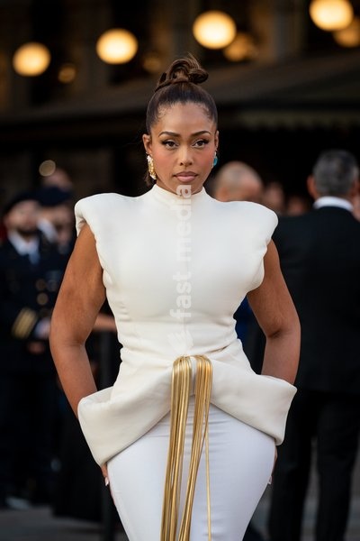 Jordyn Woods arrives at Vogue world show during the Milan Fashion Week - Womenswear Spring/Summer 2027 in Milan, Italy, on 22 September 2026