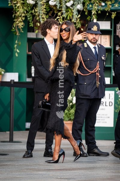 Naomi Campbell arrives at Vogue world show during the Milan Fashion Week - Womenswear Spring/Summer 2027 in Milan, Italy, on 22 September 2026