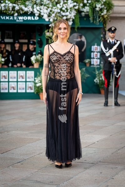 Chiara Ferragni arrives at Vogue world show during the Milan Fashion Week - Womenswear Spring/Summer 2027 in Milan, Italy, on 22 September 2026