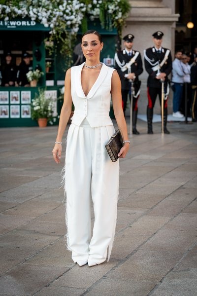 Ginevra Mavilla arrives at Vogue world show during the Milan Fashion Week - Womenswear Spring/Summer 2027 in Milan, Italy, on 22 September 2026