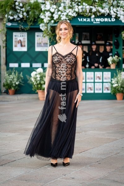 Chiara Ferragni arrives at Vogue world show during the Milan Fashion Week - Womenswear Spring/Summer 2027 in Milan, Italy, on 22 September 2026