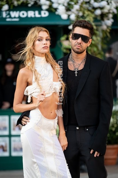 Stella Maxwell and Matteo Milleri arrive at Vogue world show during the Milan Fashion Week - Womenswear Spring/Summer 2027 in Milan, Italy, on 22 September 2026
