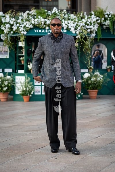Serge Ibaka arrives at Vogue world show during the Milan Fashion Week - Womenswear Spring/Summer 2027 in Milan, Italy, on 22 September 2026
