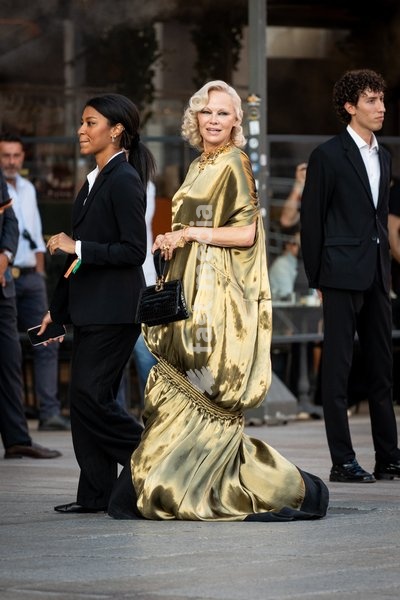 Pamela Anderson arrives at Vogue world show during the Milan Fashion Week - Womenswear Spring/Summer 2027 in Milan, Italy, on 22 September 2026