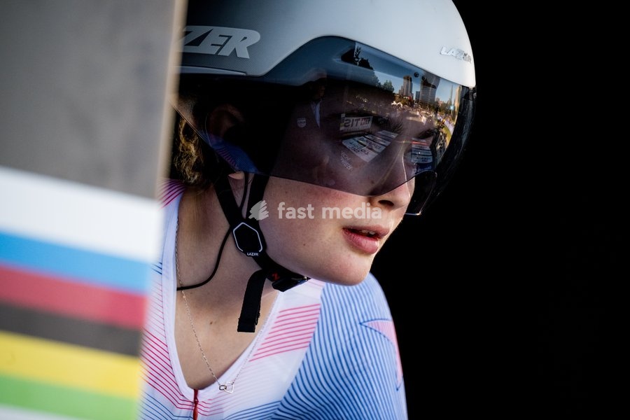 American Lily Edwards pictured during the women's Junior individual time trial race (10,07 km) at the cycling UCI Road World Championship, in Montreal, Canada, Tuesday 22 September 2026
