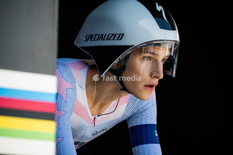 American Enzo Hincapie pictured in action during the men's Junior individual time trial race (20,03 km) at the cycling UCI Road World Championship, in Montreal, Canada, Tuesday 22 September 2026