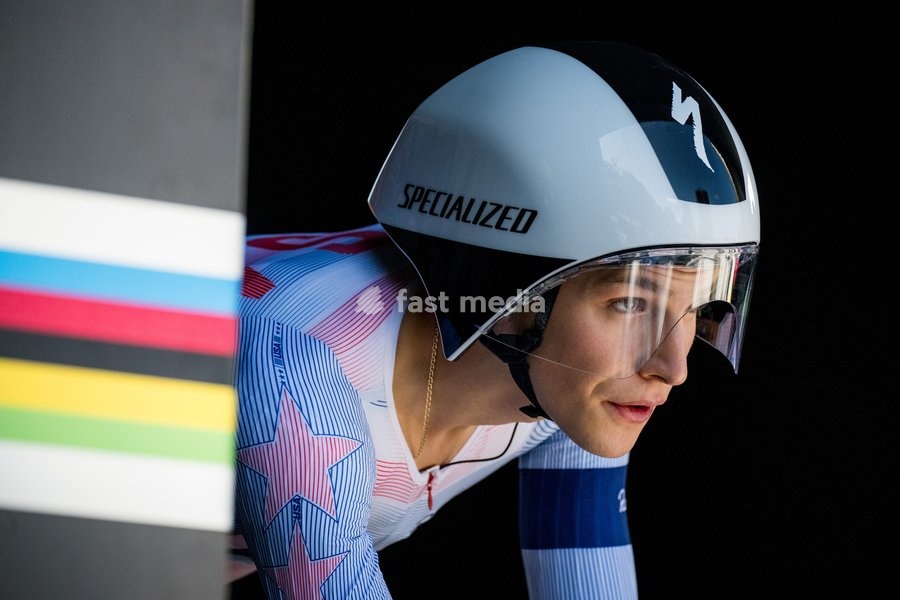 American Enzo Hincapie pictured in action during the men's Junior individual time trial race (20,03 km) at the cycling UCI Road World Championship, in Montreal, Canada, Tuesday 22 September 2026