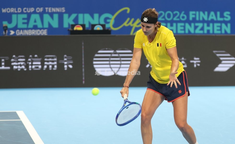 Belgian Greet Minnen pictured during a training session for the Finals of the Billie King Cup tournament, on Wednesday 23 September 2026 in Shenzhen, China. Tomorrow, Belgium will play in Quarterfinals against Ukraine