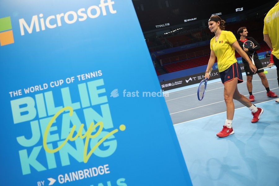 Belgian Greet Minnen pictured during a training session for the Finals of the Billie King Cup tournament, on Wednesday 23 September 2026 in Shenzhen, China. Tomorrow, Belgium will play in Quarterfinals against Ukraine