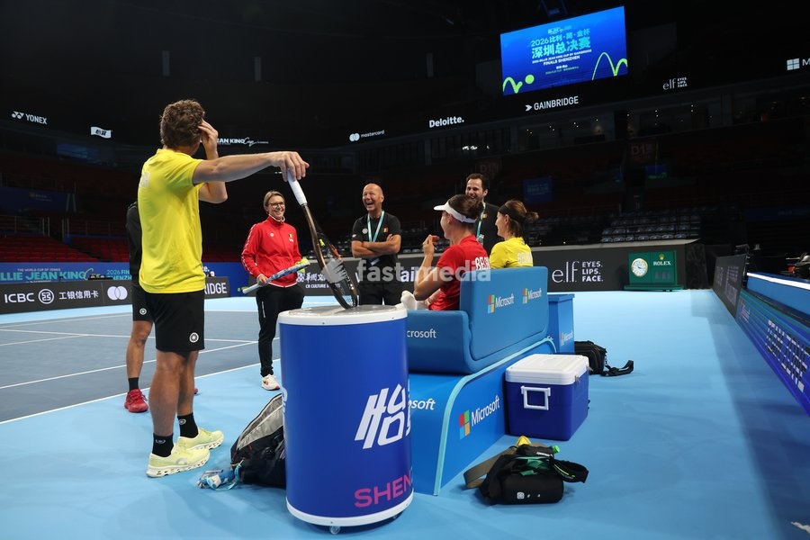 Belgian team captain Wim Fissette pictured during a training session for the Finals of the Billie King Cup tournament, on Wednesday 23 September 2026 in Shenzhen, China. Tomorrow, Belgium will play in Quarterfinals against Ukraine