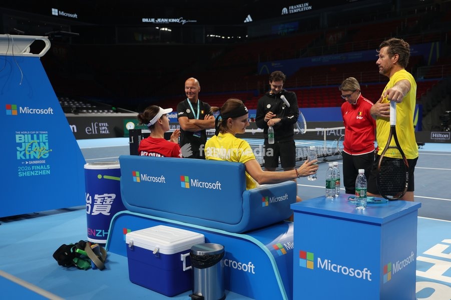 Belgian team captain Wim Fissette pictured during a training session for the Finals of the Billie King Cup tournament, on Wednesday 23 September 2026 in Shenzhen, China. Tomorrow, Belgium will play in Quarterfinals against Ukraine
