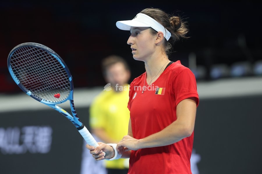 Belgian Jana Otzipka pictured in action during a training session for the Finals of the Billie King Cup tournament, on Wednesday 23 September 2026 in Shenzhen, China. Tomorrow, Belgium will play in Quarterfinals against Ukraine