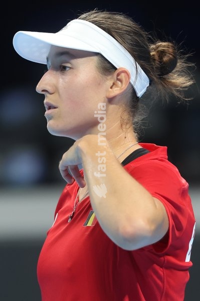 Belgian Jana Otzipka pictured in action during a training session for the Finals of the Billie King Cup tournament, on Wednesday 23 September 2026 in Shenzhen, China. Tomorrow, Belgium will play in Quarterfinals against Ukraine