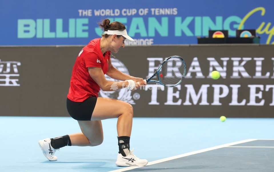 Belgian Jana Otzipka pictured in action during a training session for the Finals of the Billie King Cup tournament, on Wednesday 23 September 2026 in Shenzhen, China. Tomorrow, Belgium will play in Quarterfinals against Ukraine