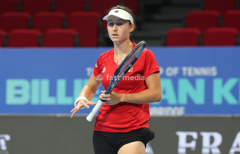 Belgian Jana Otzipka pictured in action during a training session for the Finals of the Billie King Cup tournament, on Wednesday 23 September 2026 in Shenzhen, China. Tomorrow, Belgium will play in Quarterfinals against Ukraine