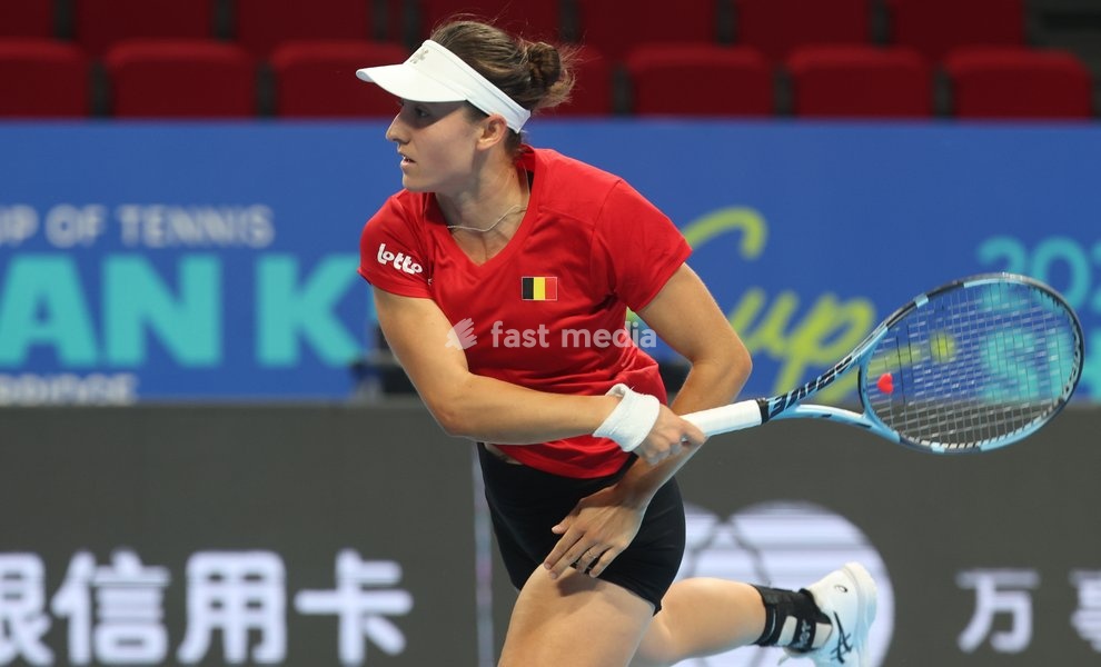 Belgian Jana Otzipka pictured in action during a training session for the Finals of the Billie King Cup tournament, on Wednesday 23 September 2026 in Shenzhen, China. Tomorrow, Belgium will play in Quarterfinals against Ukraine