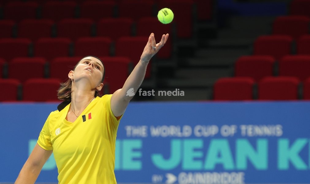 Belgian Greet Minnen pictured during a training session for the Finals of the Billie King Cup tournament, on Wednesday 23 September 2026 in Shenzhen, China. Tomorrow, Belgium will play in Quarterfinals against Ukraine