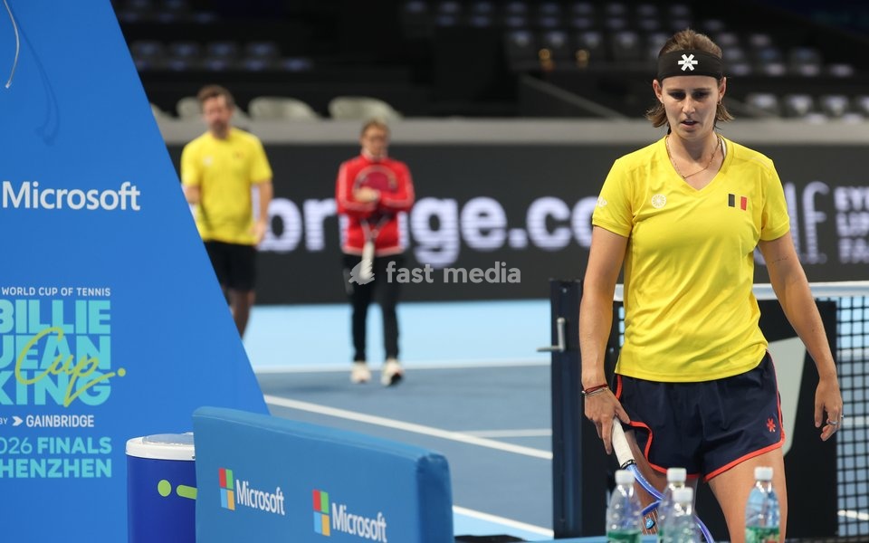 Belgian Greet Minnen pictured during a training session for the Finals of the Billie King Cup tournament, on Wednesday 23 September 2026 in Shenzhen, China. Tomorrow, Belgium will play in Quarterfinals against Ukraine