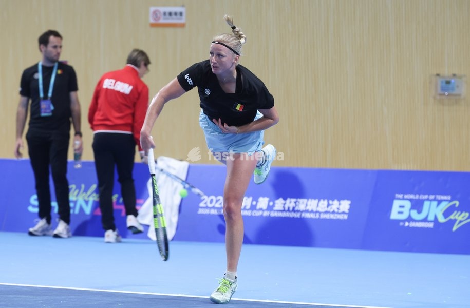 Belgian Lara Salden pictured during a training session for the Finals of the Billie King Cup tournament, on Wednesday 23 September 2026 in Shenzhen, China. Tomorrow, Belgium will play in Quarterfinals against Ukraine