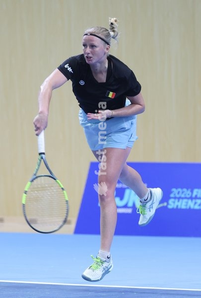 Belgian Lara Salden pictured during a training session for the Finals of the Billie King Cup tournament, on Wednesday 23 September 2026 in Shenzhen, China. Tomorrow, Belgium will play in Quarterfinals against Ukraine